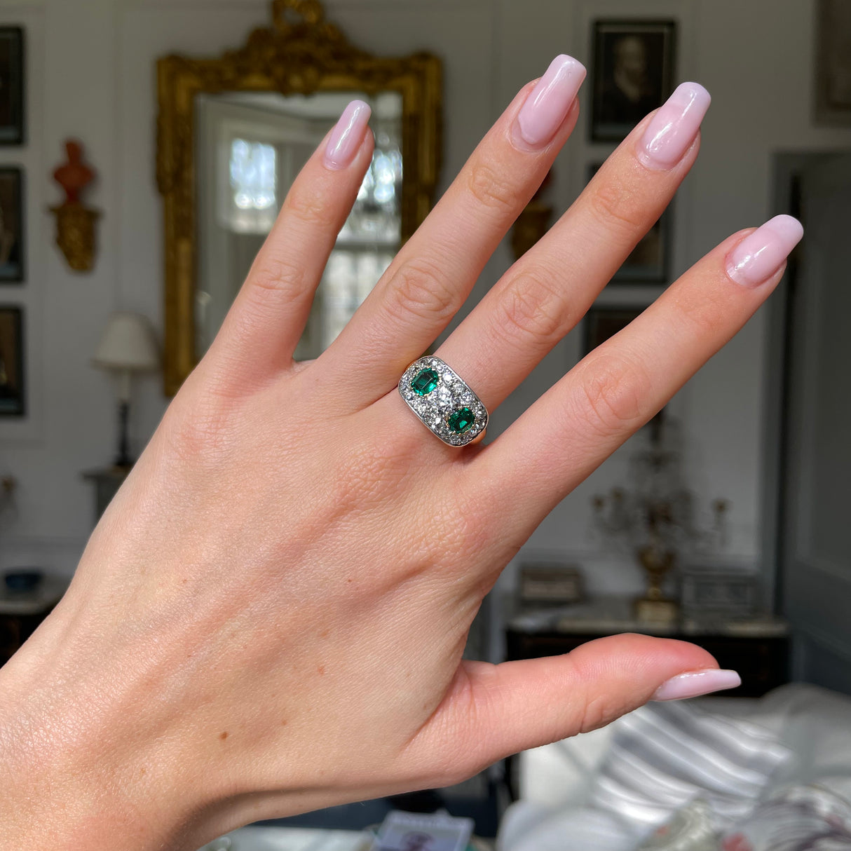 Antique | Victorian, emerald & diamond ring