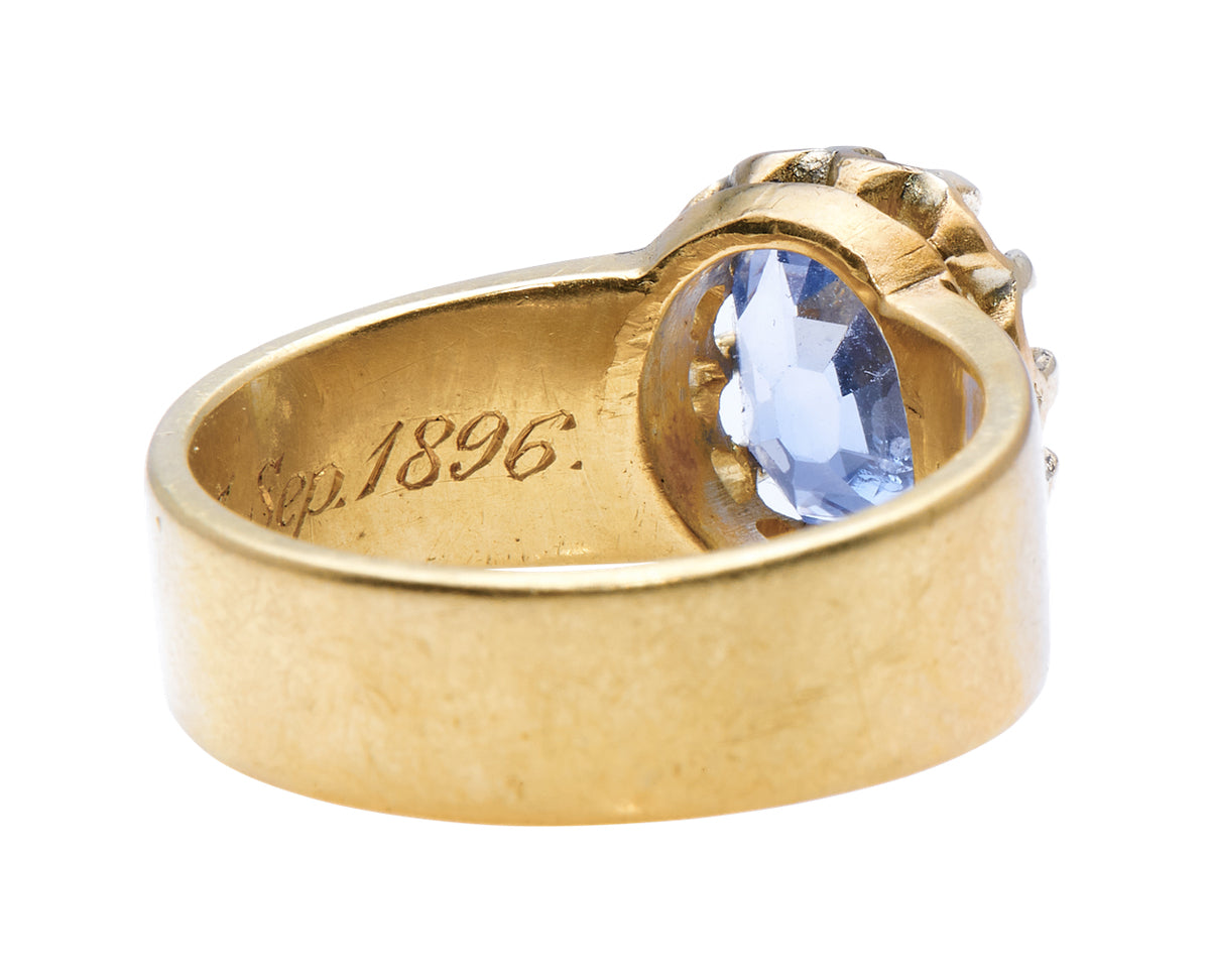 Victorian, 18ct Gold, Cushion-Cut Sapphire Engagement Ring | Antique Rings | Antique Ring Boutique | Vintage Engagement Rings | Antique Engagement Rings