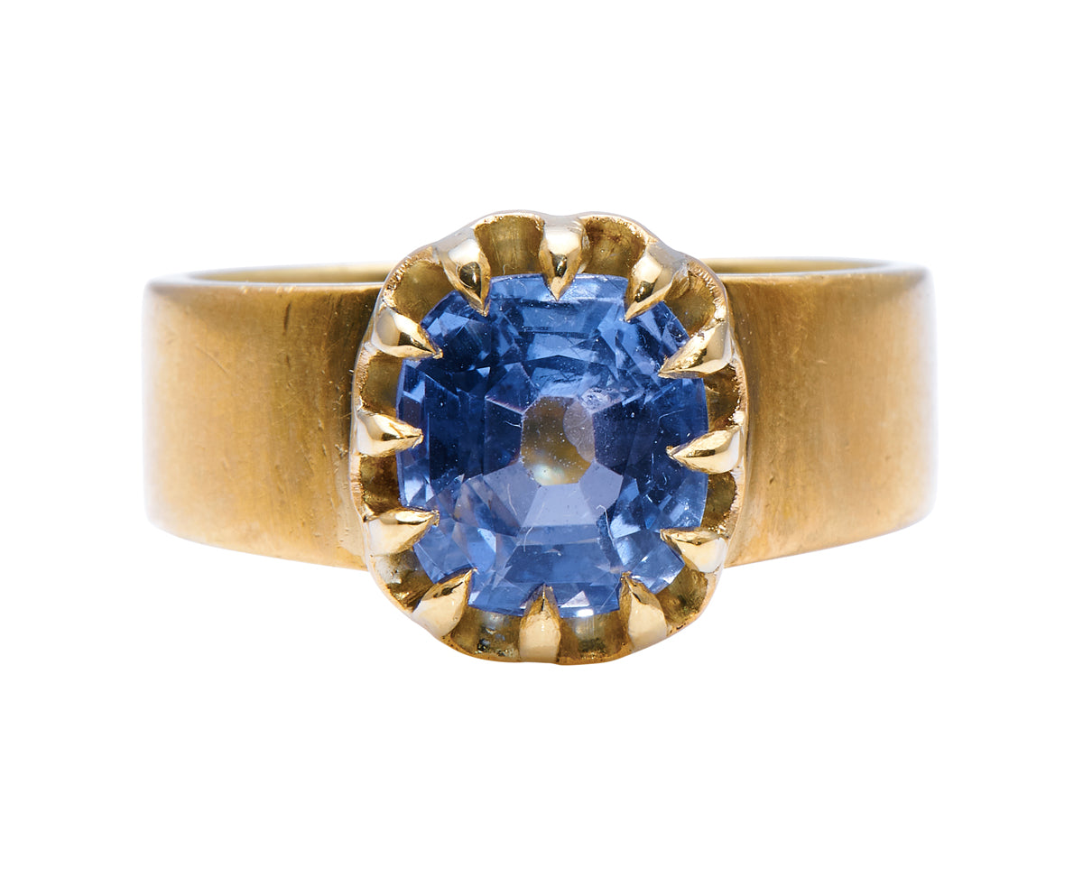 Victorian, 18ct Gold, Cushion-Cut Sapphire Engagement Ring | Antique Rings | Antique Ring Boutique | Vintage Engagement Rings | Antique Engagement Rings