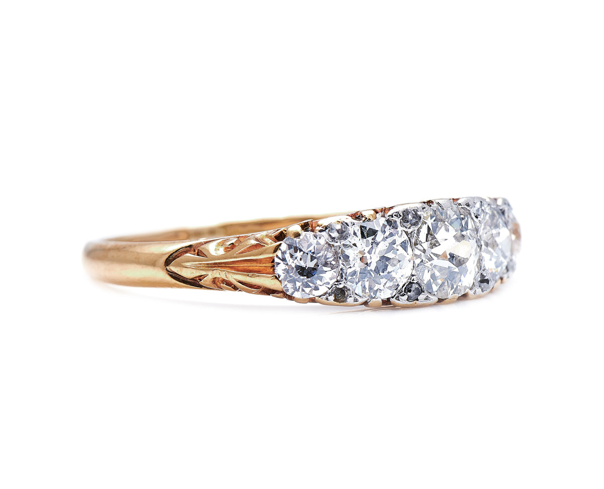 Victorian, 18ct Gold, Diamond Five-Stone Ring | Antique Rings | Antique Ring Boutique | Vintage Engagement Rings | Antique Engagement Rings