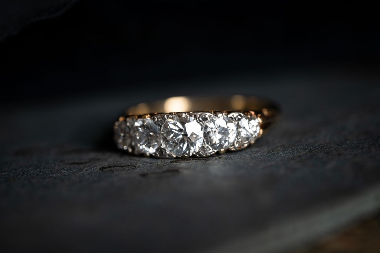 Victorian, 18ct Gold, Diamond Five-Stone Ring | Antique Rings | Antique Ring Boutique | Vintage Engagement Rings | Antique Engagement Rings
