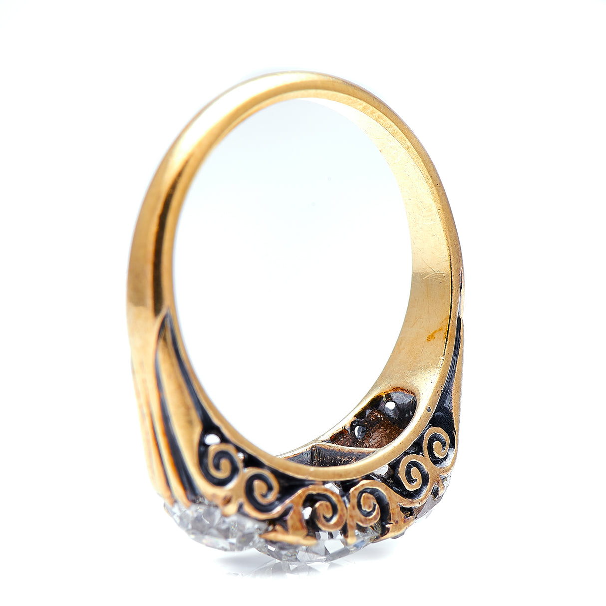 An exceptional Victorian diamond three-stone engagement ring, 18ct yellow gold