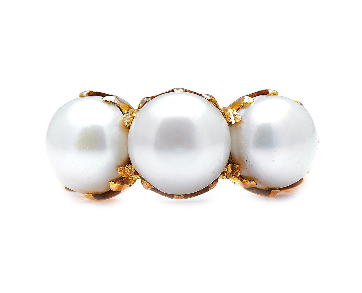 Victorian, 18ct Gold, Natural Pearl Three-Stone Ring | Antique Rings | Antique Ring Boutique | Vintage Engagement Rings | Antique Engagement Rings