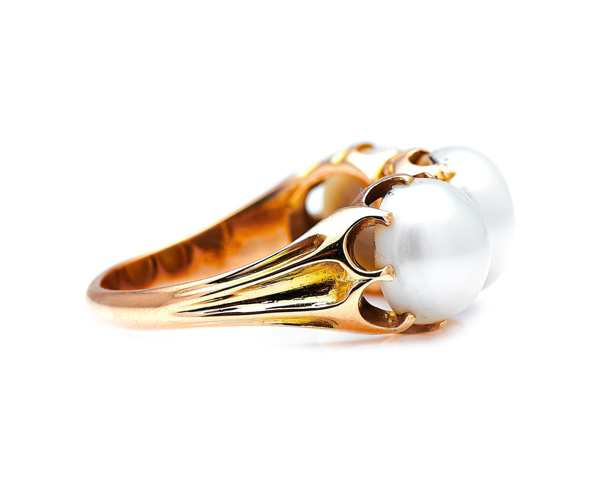 Victorian, 18ct Gold, Natural Pearl Three-Stone Ring | Antique Rings | Antique Ring Boutique | Vintage Engagement Rings | Antique Engagement Rings