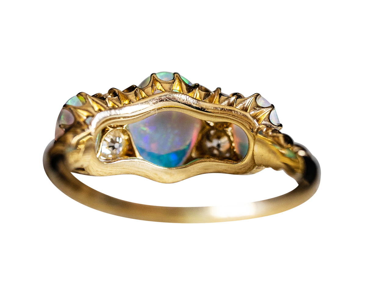 Victorian, 18ct gold, opal and diamond ring
