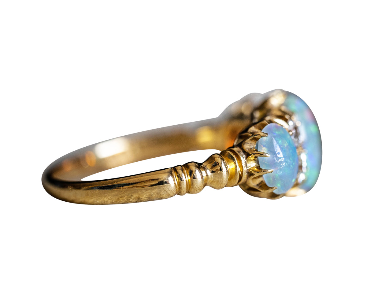 Victorian, 18ct gold, opal and diamond ring