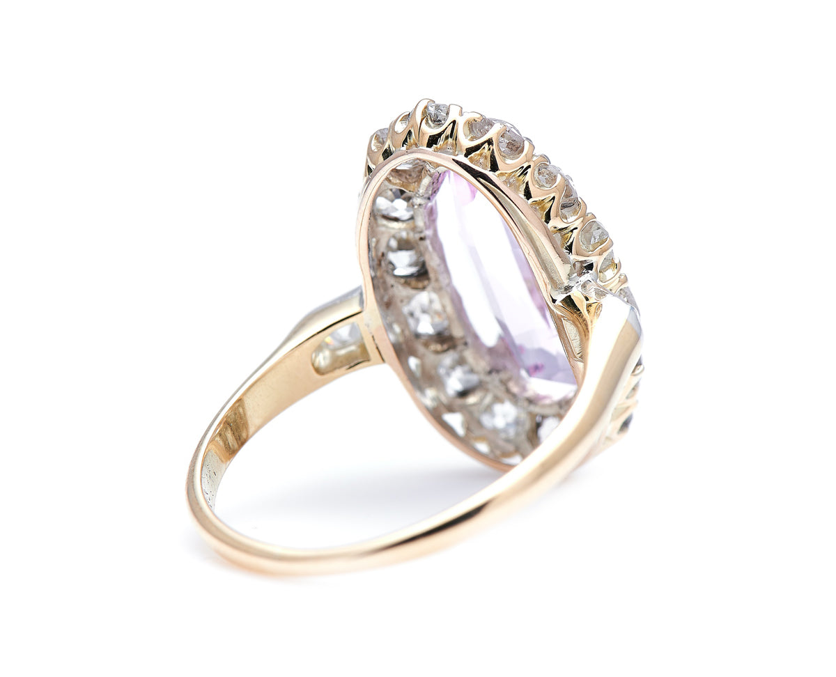 Victorian, 18ct gold, pink topaz and diamond cluster ring