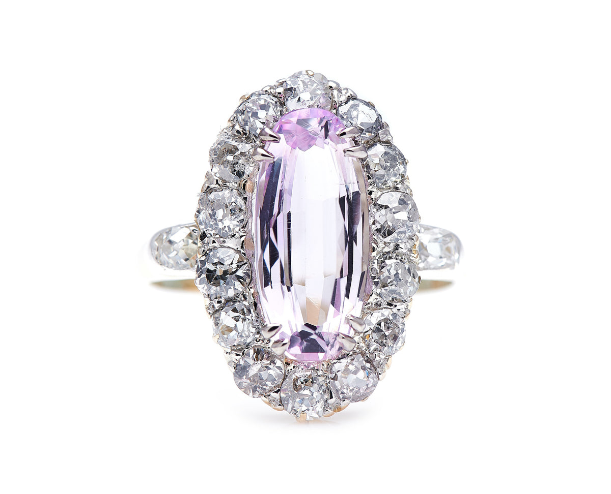 Victorian, 18ct gold, pink topaz and diamond cluster ring