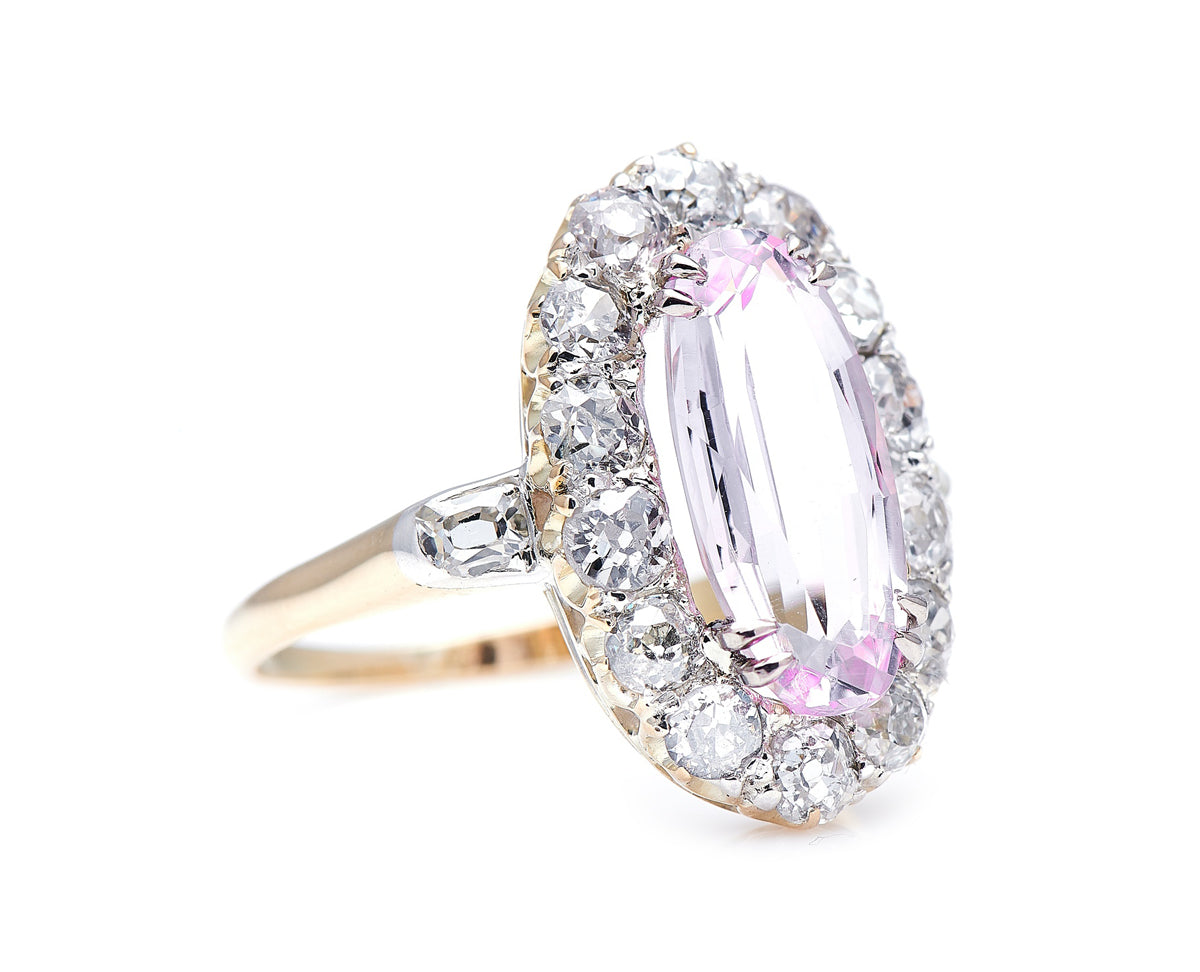 Victorian, 18ct gold, pink topaz and diamond cluster ring