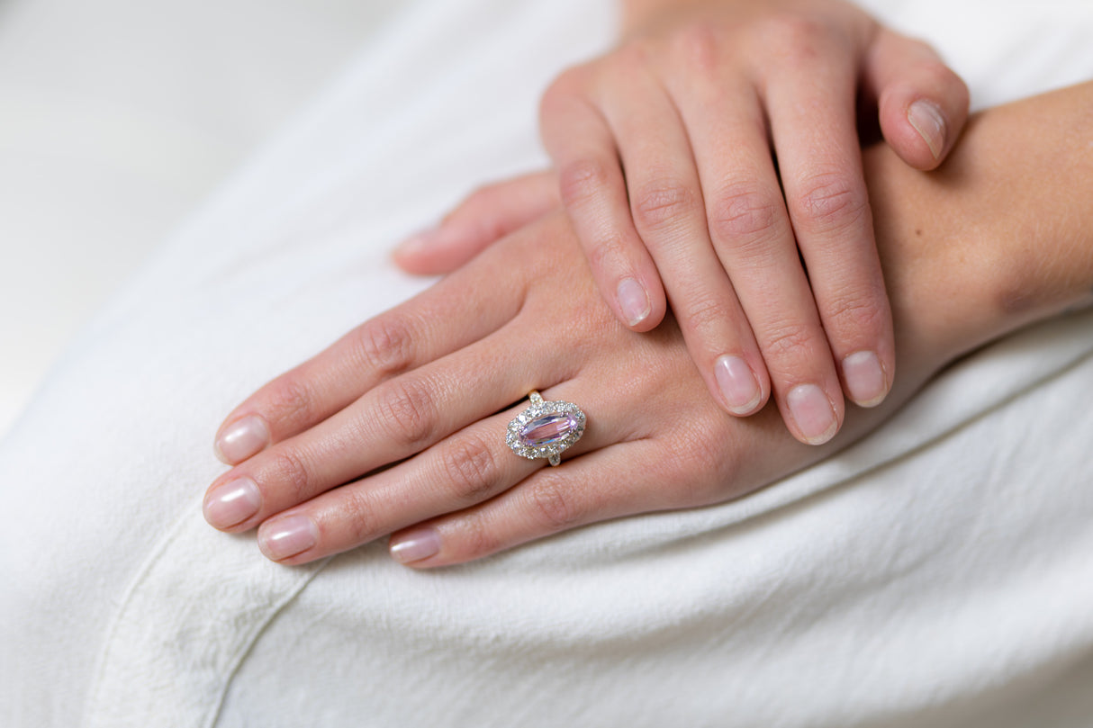 Victorian, 18ct gold, pink topaz and diamond cluster ring