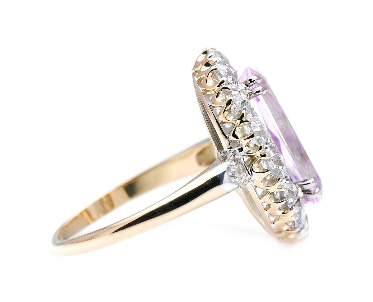 Victorian, 18ct gold, pink topaz and diamond cluster ring