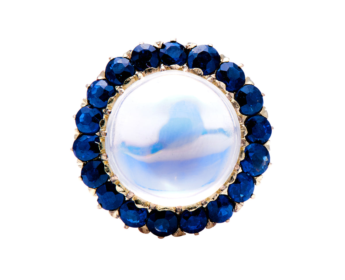 Victorian, 18ct Rose Gold, Moonstone and Sapphire Cluster Ring Antique Engagement Rings | Moonstone Antique Rings