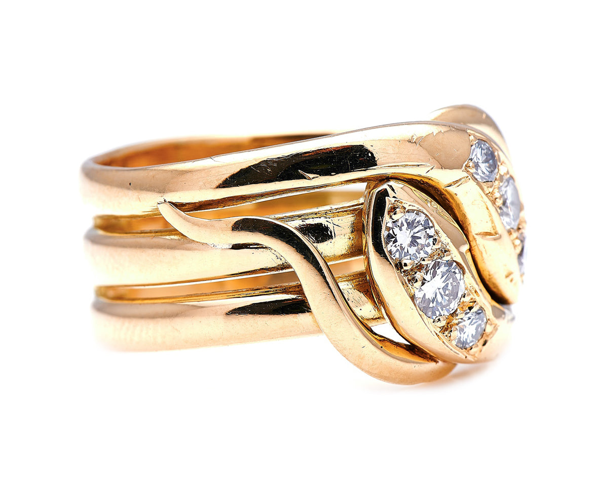 Victorian, French, 18ct Gold, Diamond Snake Ring | Antique Rings | Antique Ring Boutique | Vintage Engagement Rings