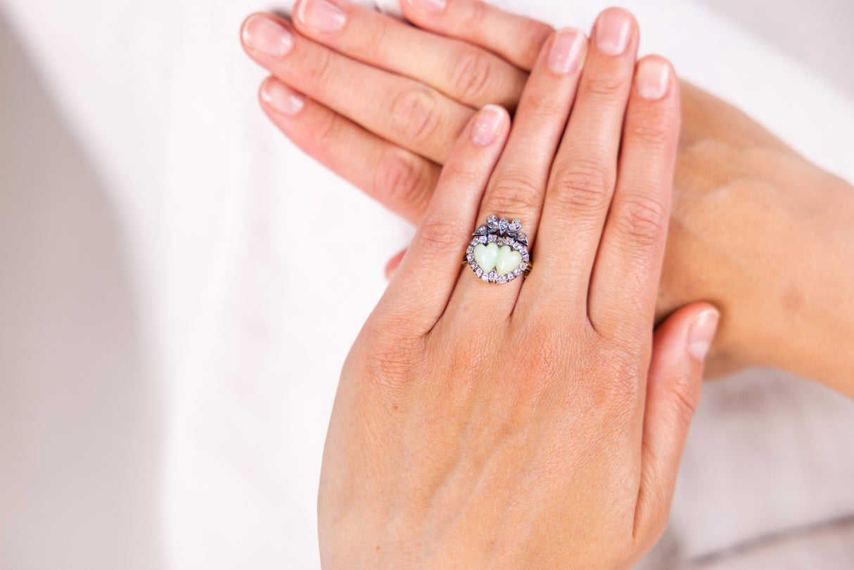 Antique | Victorian, chrysoprase and diamond ring
