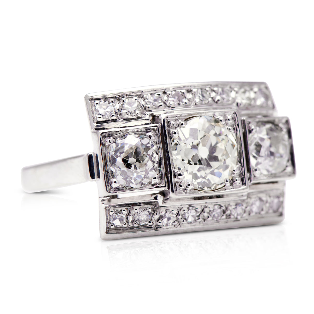 Art Deco, 1930s, platinum, diamond plaque engagement ring