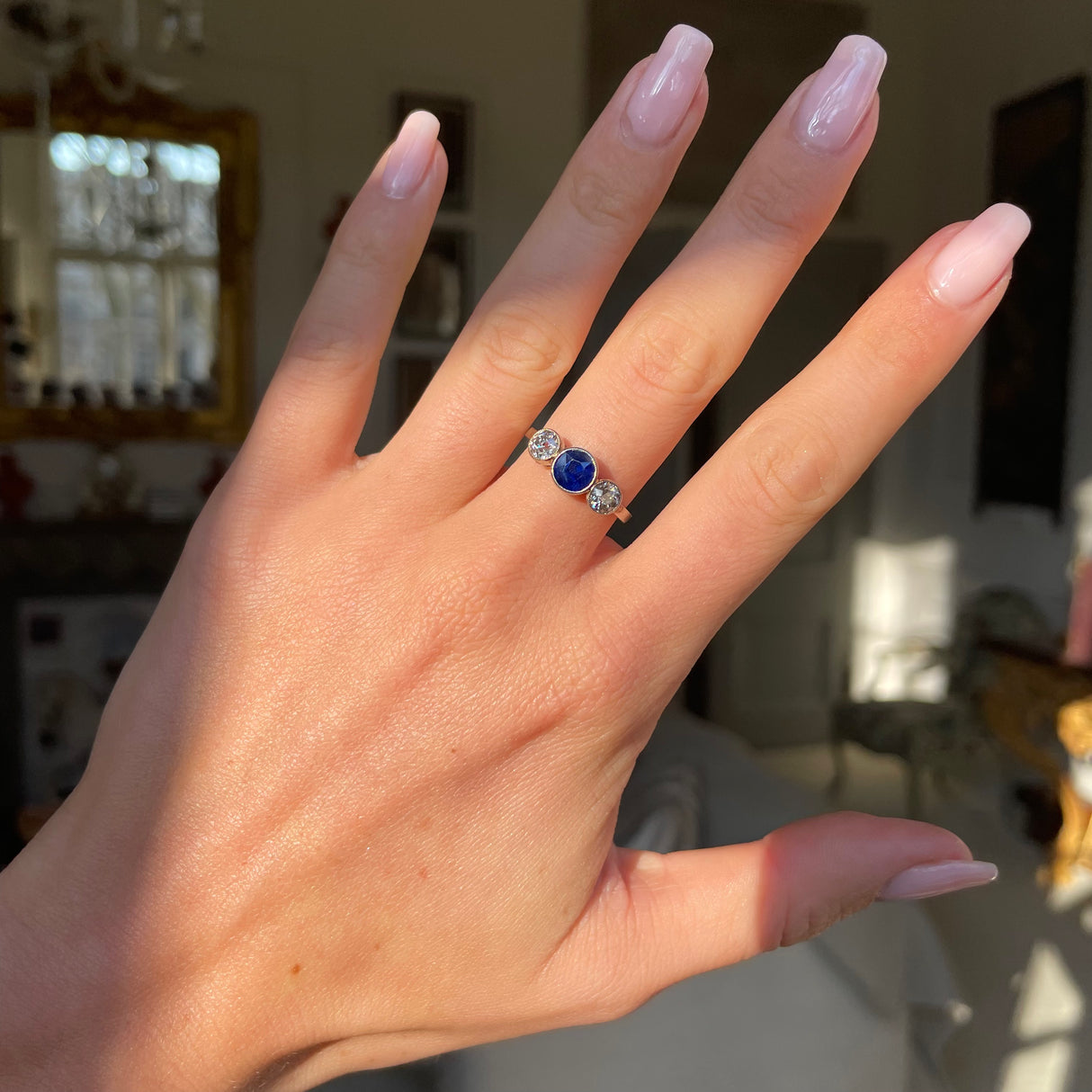 Art Deco sapphire & diamond engagement ring