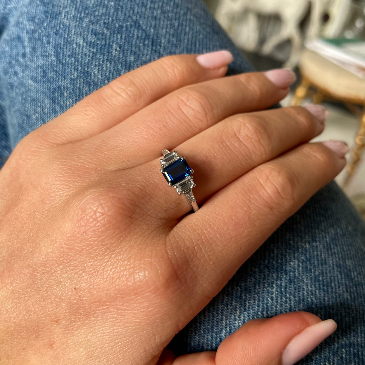 Cartier | vintage, sapphire and diamond engagement ring, platinum