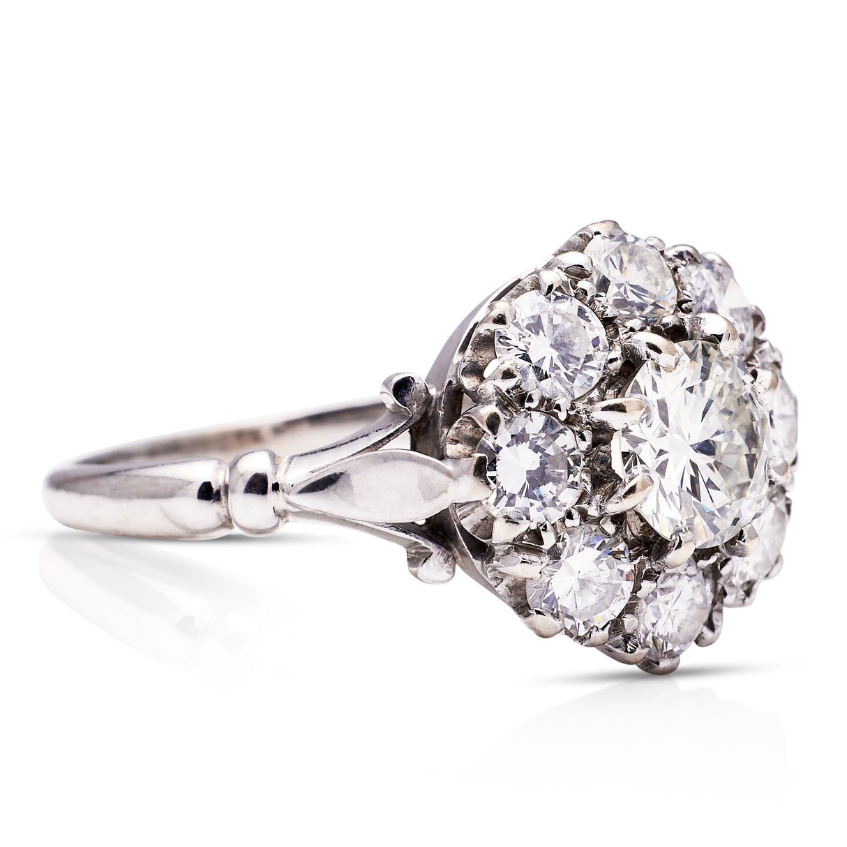 Engagement, diamond cluster ring, antique