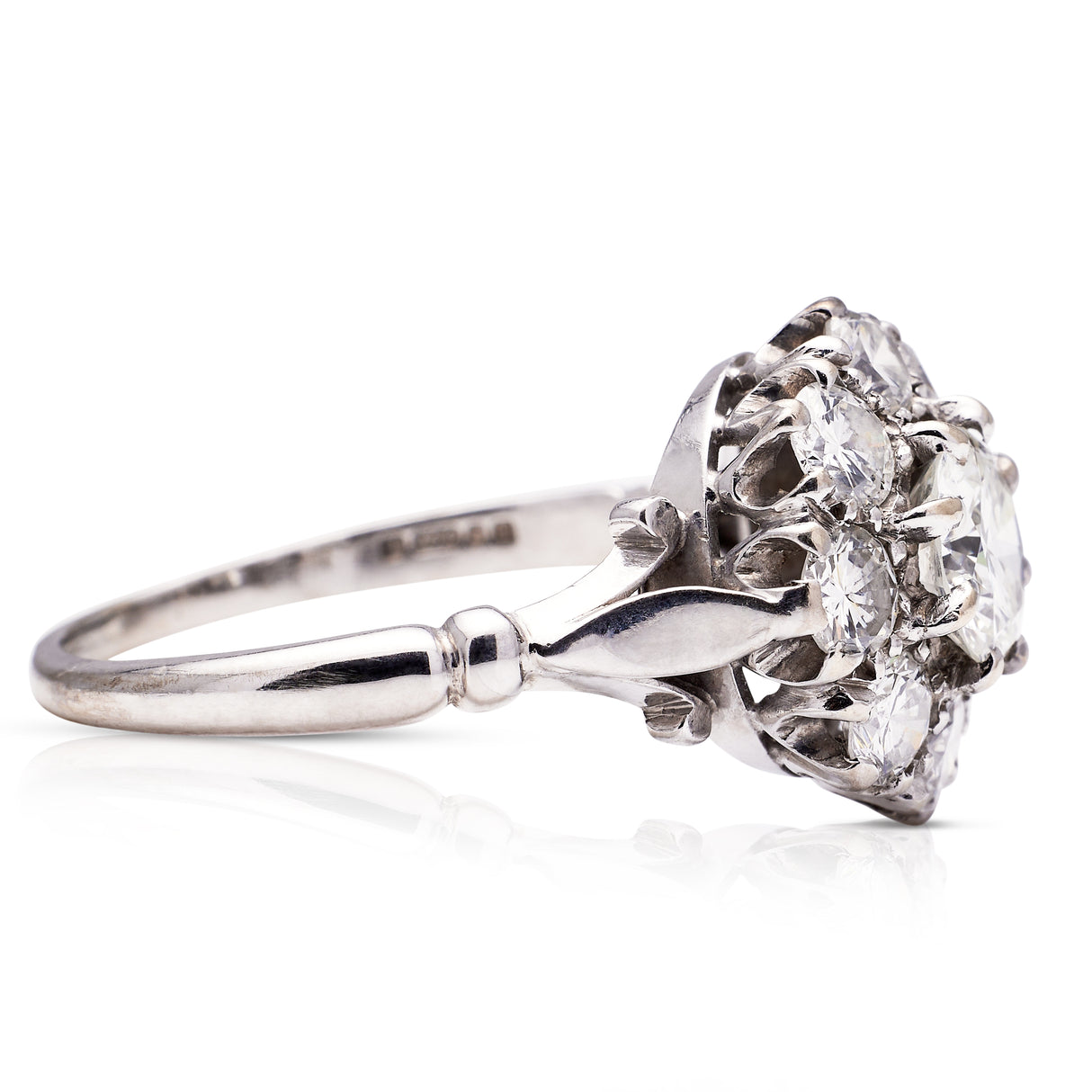 Engagement, diamond cluster ring, antique