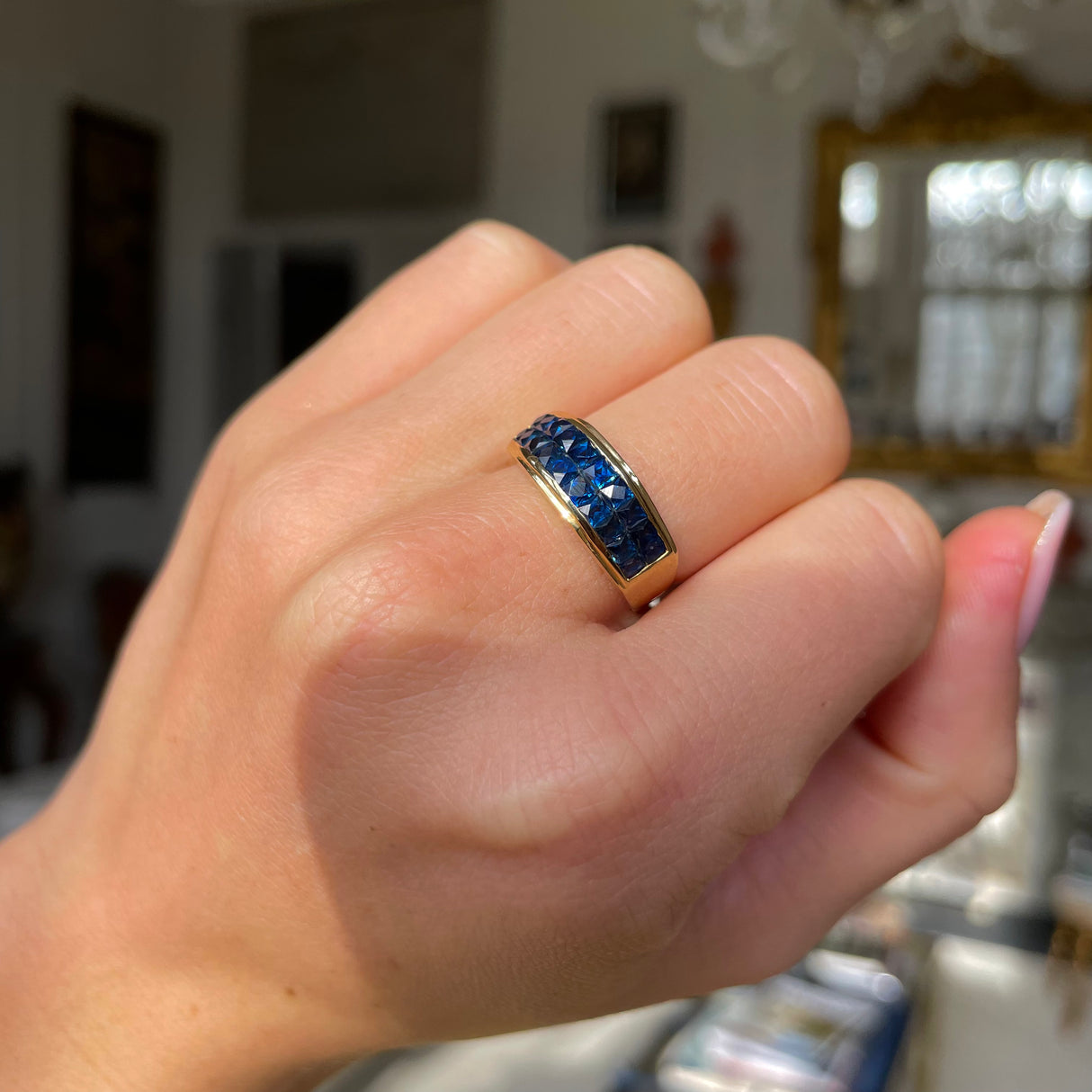 Vintage sapphire half-eternity band