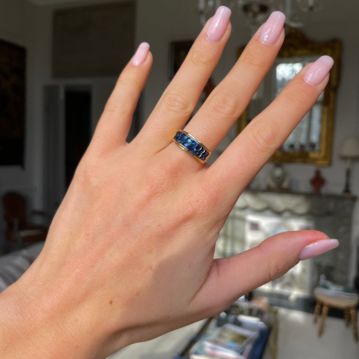 Vintage sapphire half-eternity band