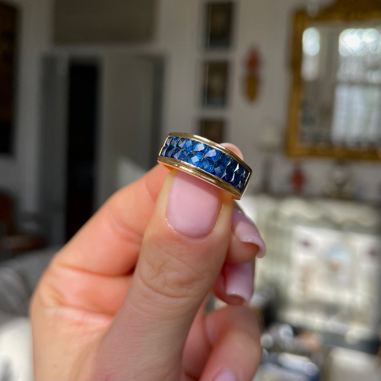 Vintage sapphire half-eternity band