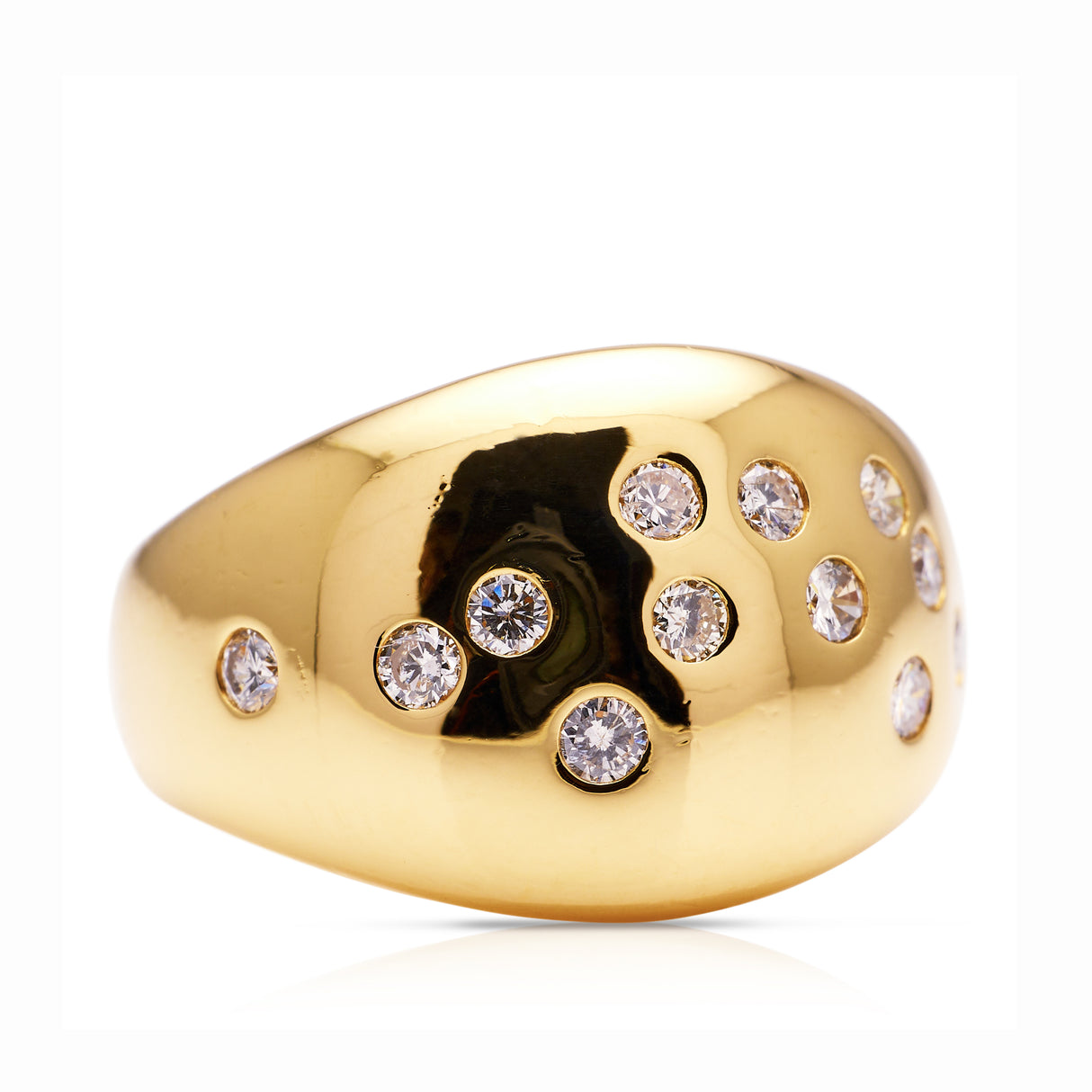 Vintage French diamond constellation ring, side view.