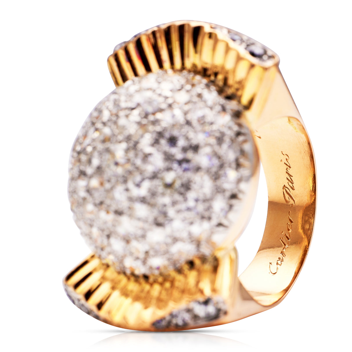 Cartier diamond bombe ring, inner view.