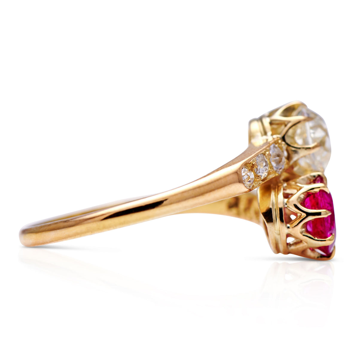 Vintage Antique Edwardian, 18ct Gold, Burmese Ruby and Diamond Ring Engagement Ring