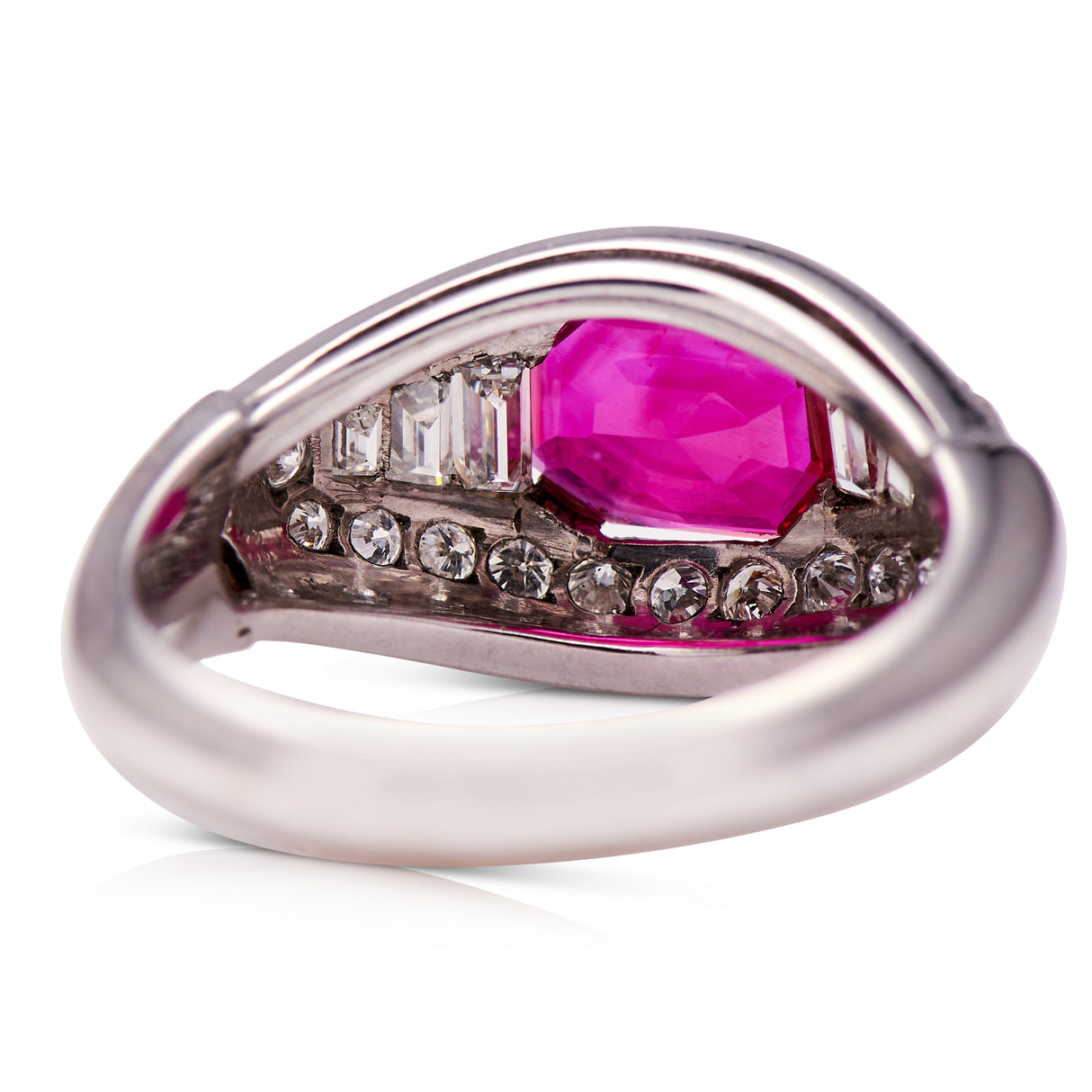 Vintage, Burmese ruby and diamond cluster ring