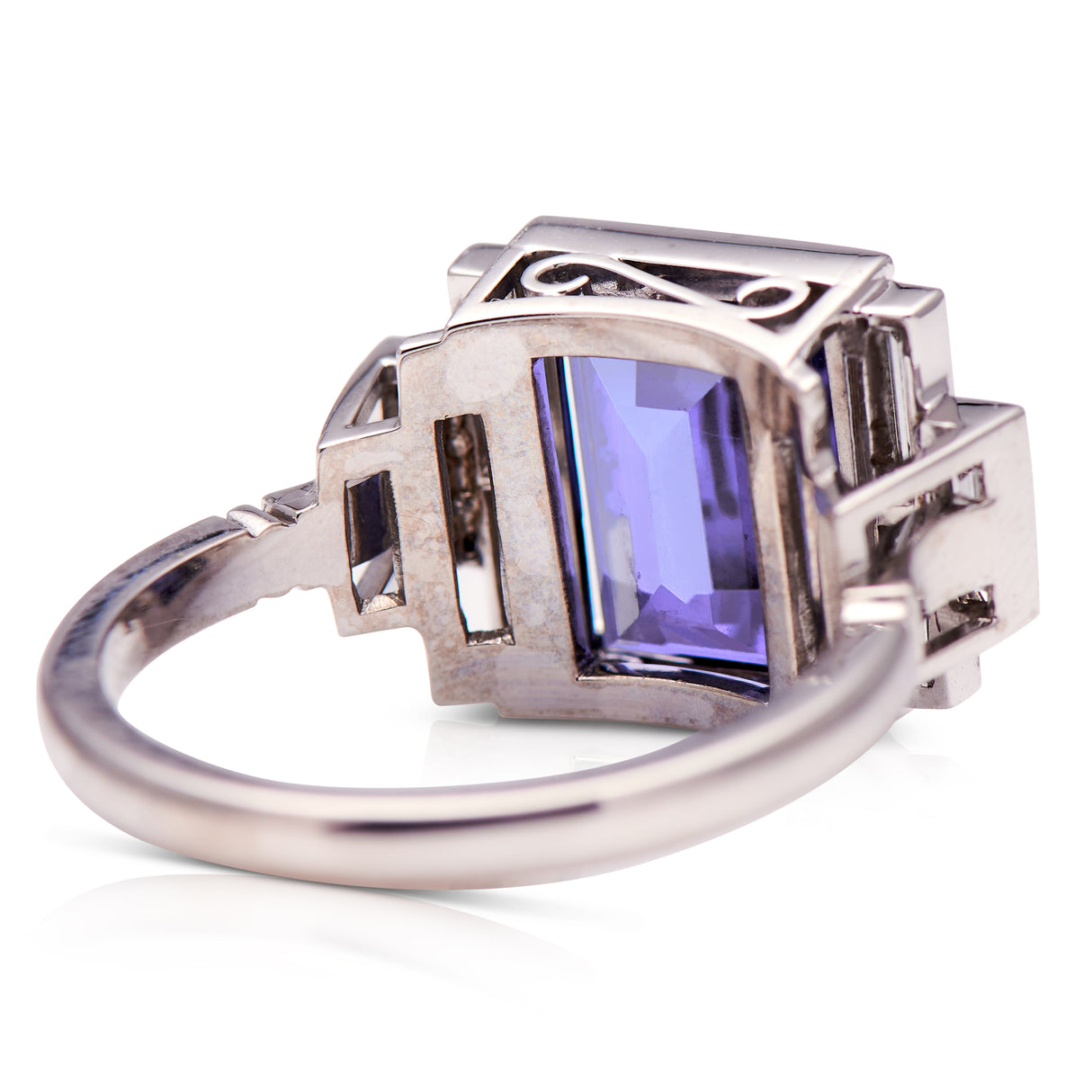 Platinum, Natural Violet-Blue Spinel and Diamond Ring