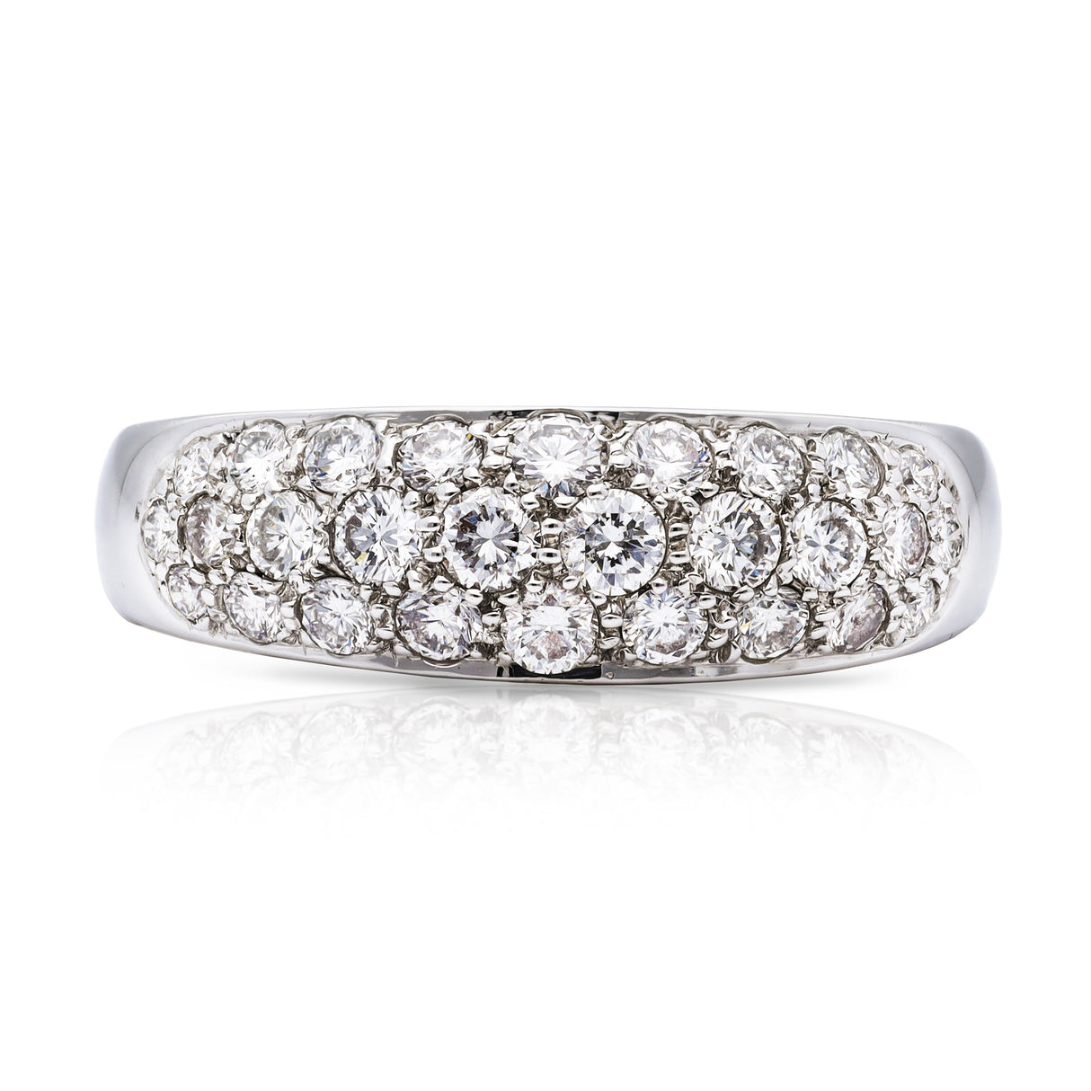 Vintage pave-set diamond band, front view.