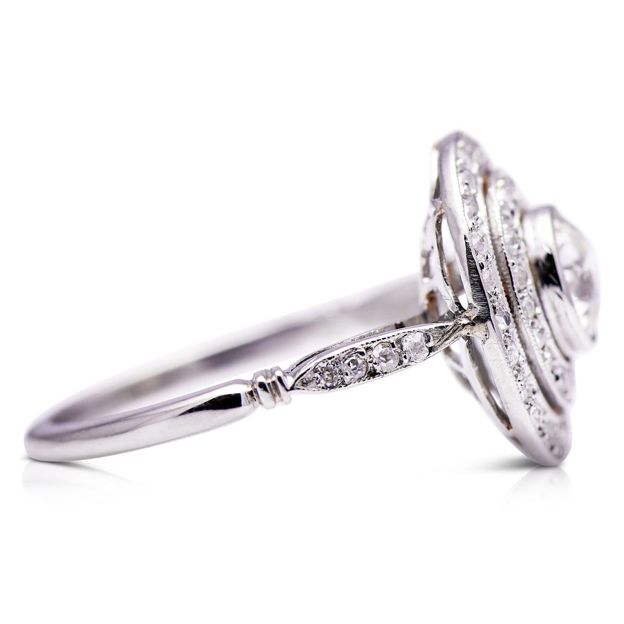 Antique | Art Deco, platinum, diamond target ring