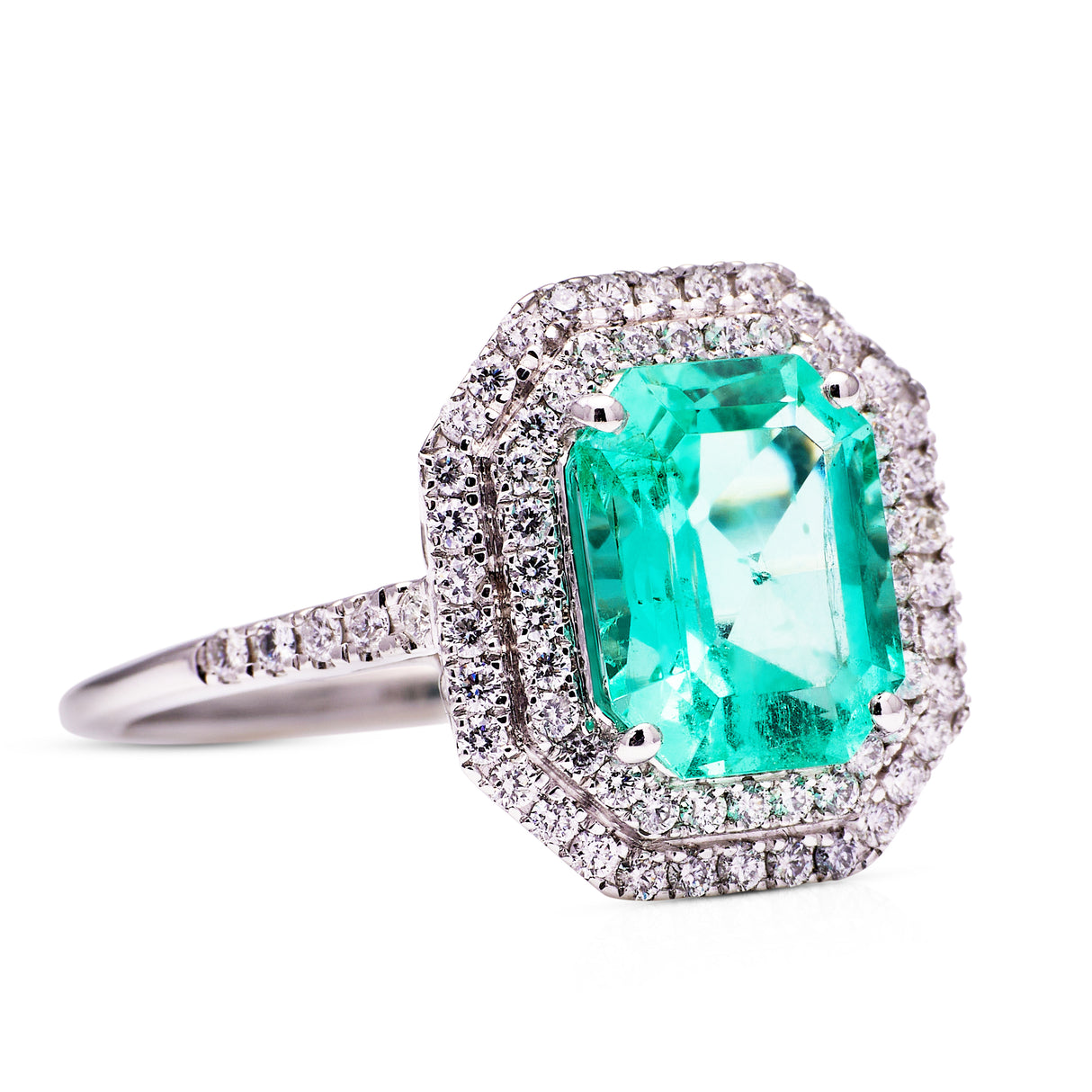 Party time | a stunning emerald and diamond cocktail ring, 18ct white gold