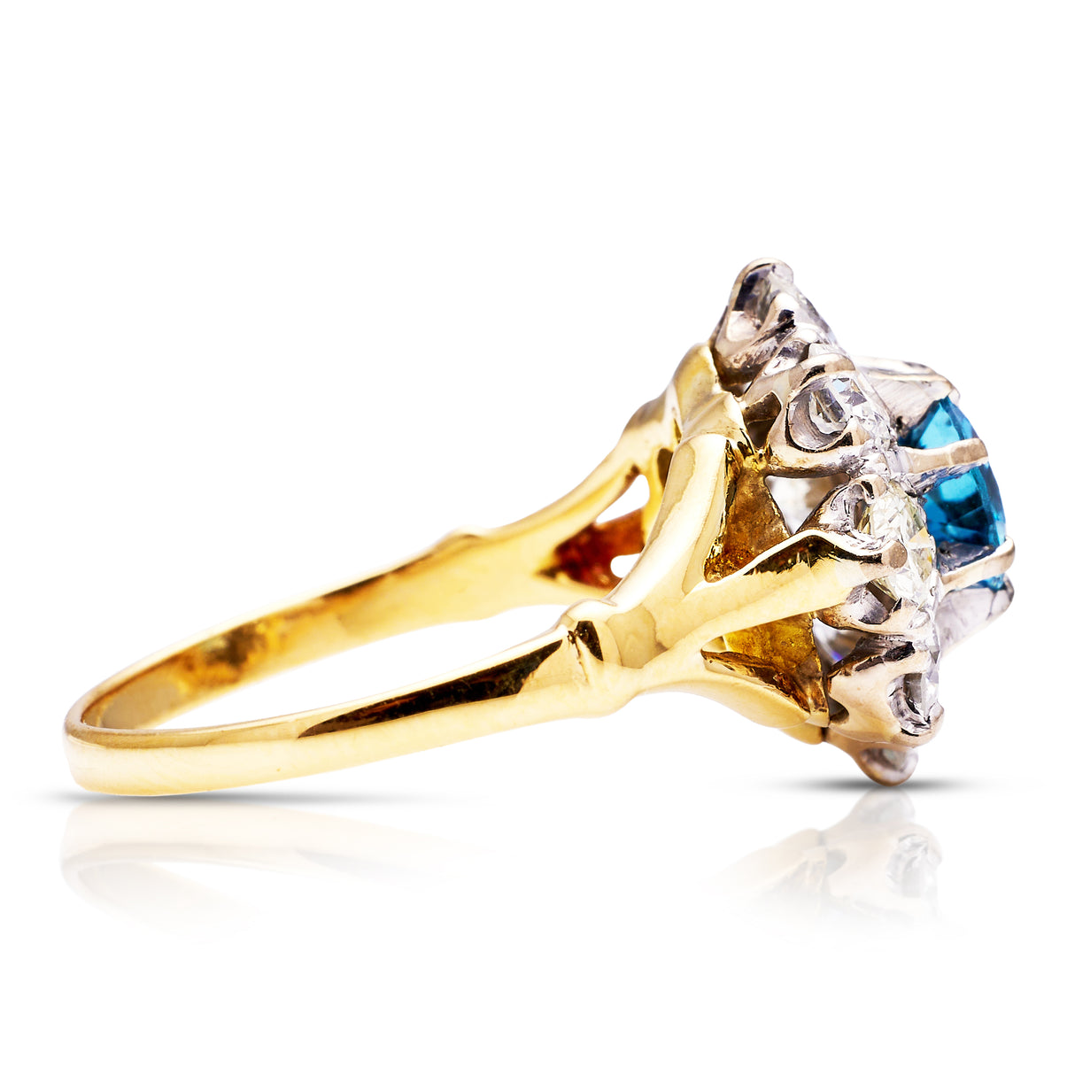 Engagement | a vintage aquamarine and diamond cluster ring, 18ct gold