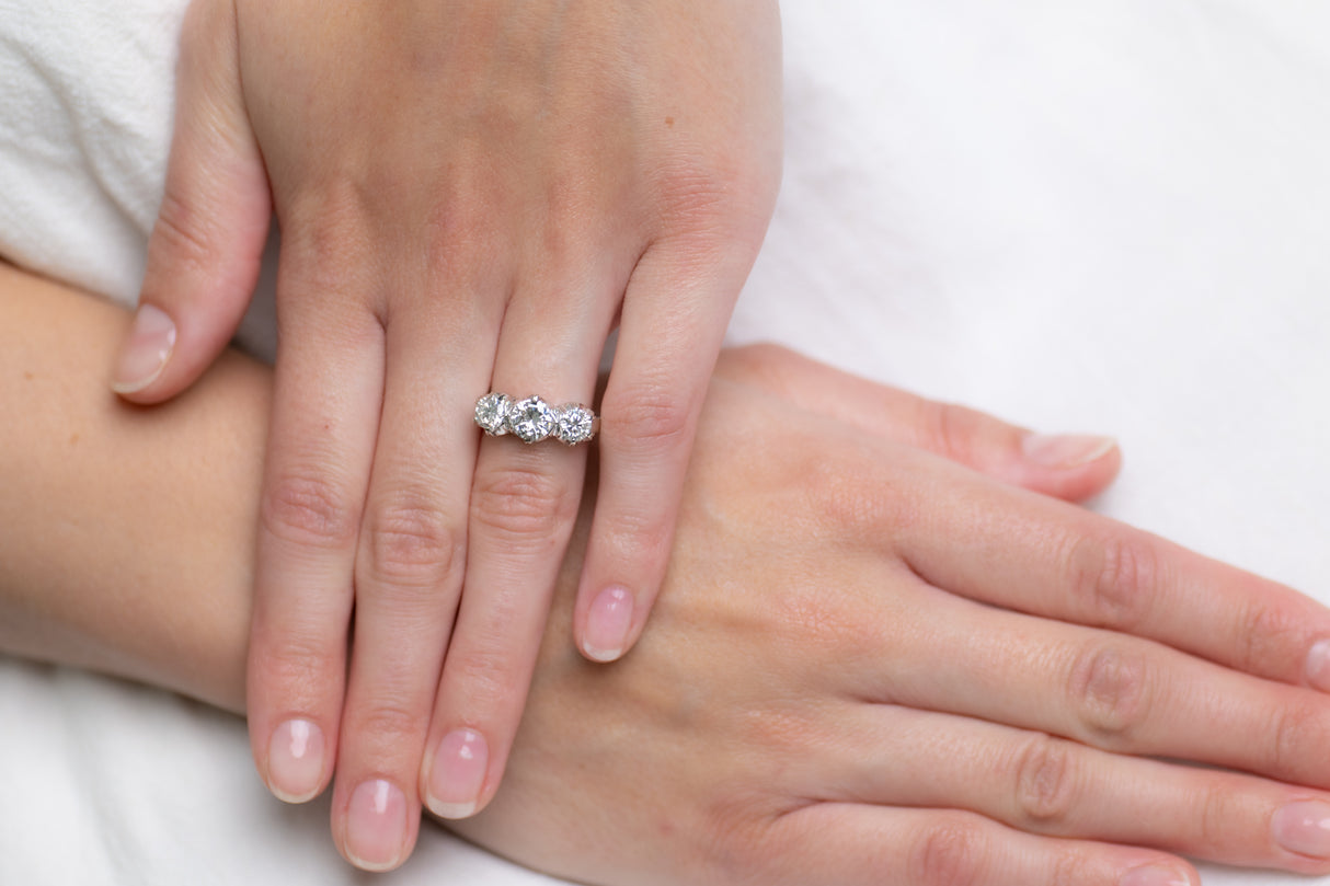 Vintage, Platinum, Diamond Three Stone Ring Diamond Antique Engagement Rings | Diamond Engagement Rings | Antique Rings | Antique Ring Boutique | Vintage Engagement Rings | Antique Engagement Rings | Antique Jewellery company | Vintage Jewellery