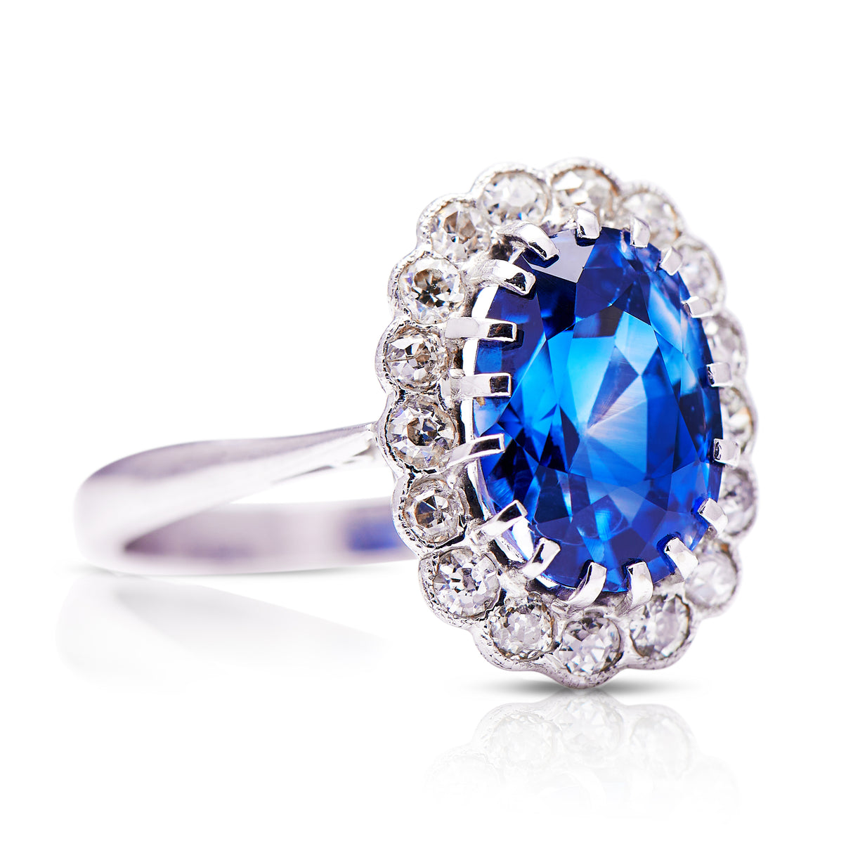 Edwardian, sapphire and diamond cluster ring