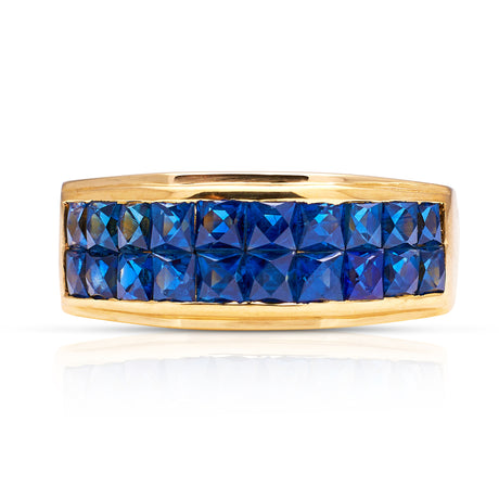 Sapphire-Band-Antique-Ring-Stack-18ct-Gold-Square-Cut-Timeless