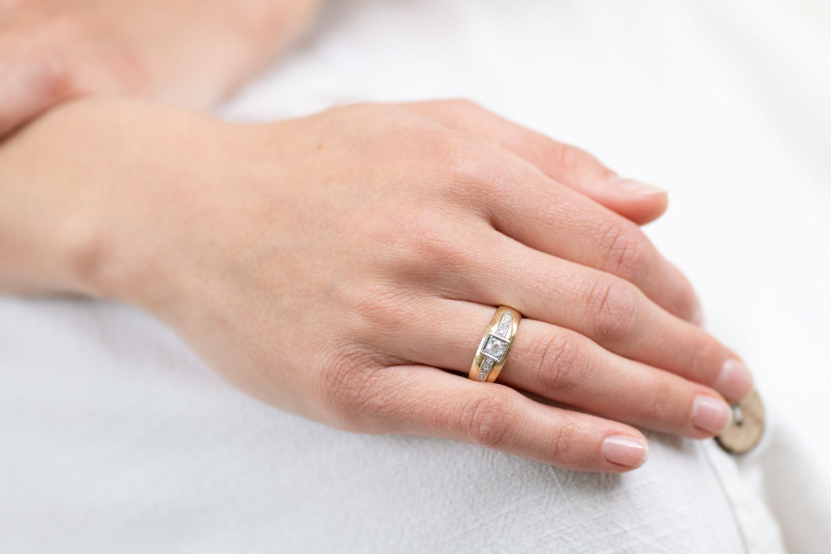 Art Deco, 14k gold, diamond ring