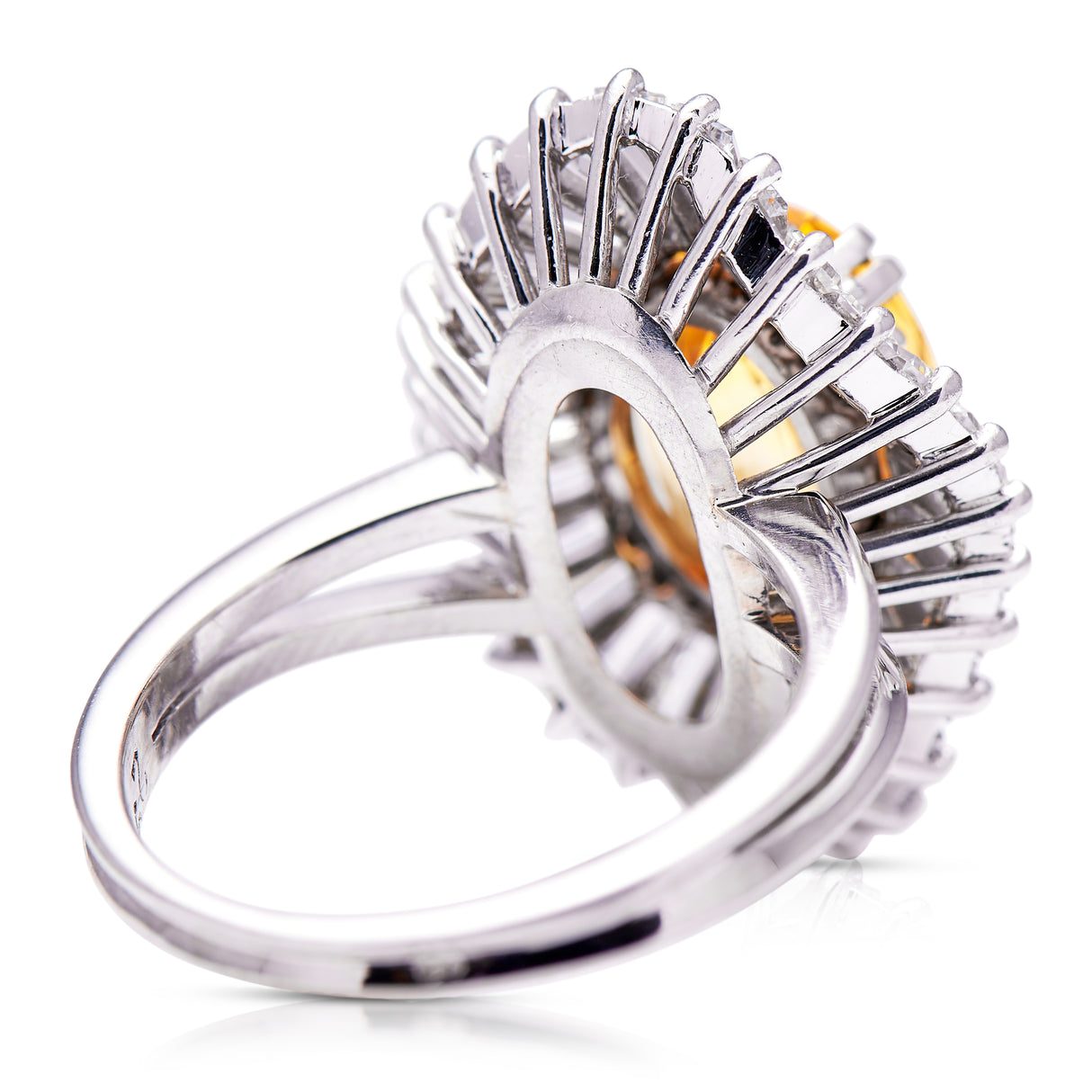 French, 1950s, yellow sapphire & diamond ballerina cluster ring