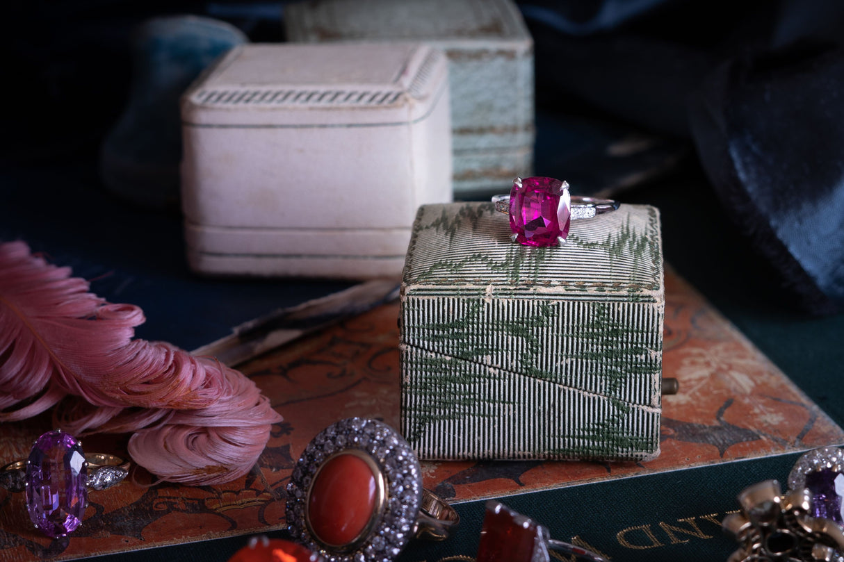 Edwardian, 18ct white gold, pink tourmaline and diamond ring