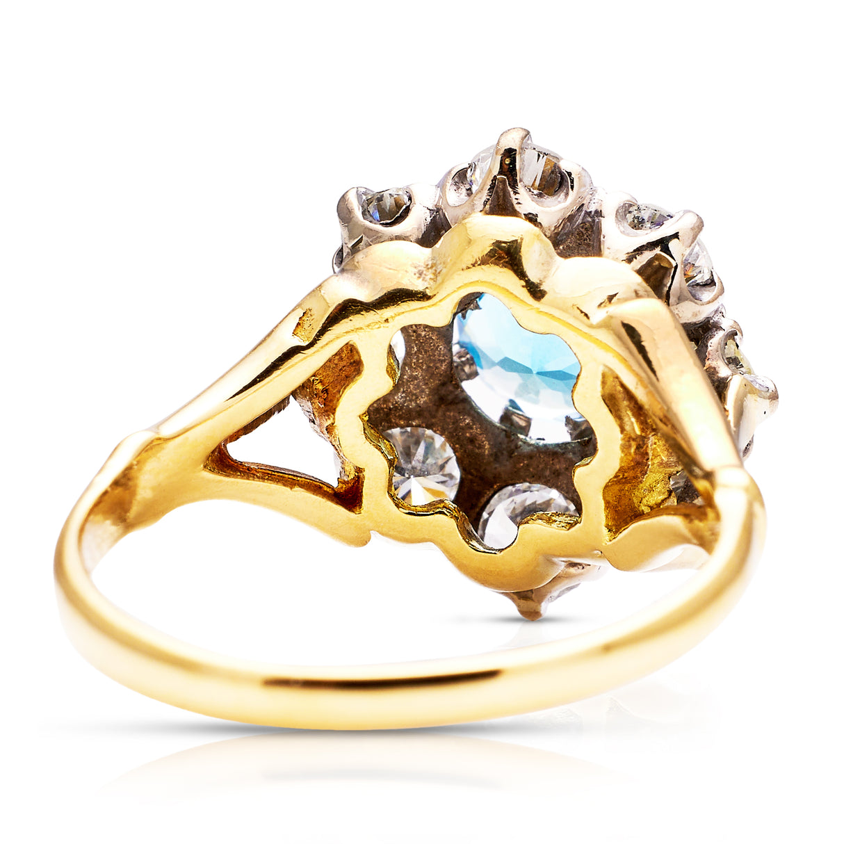 Engagement | a vintage aquamarine and diamond cluster ring, 18ct gold