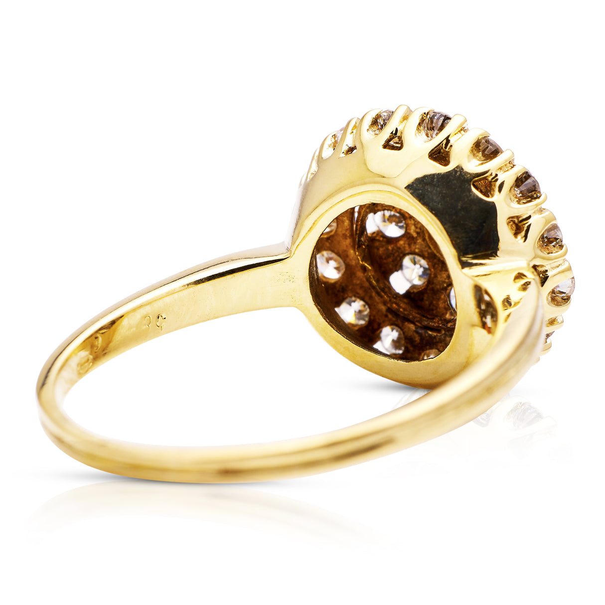 Vintage, Art Deco, diamond cluster, 14ct yellow-gold ring