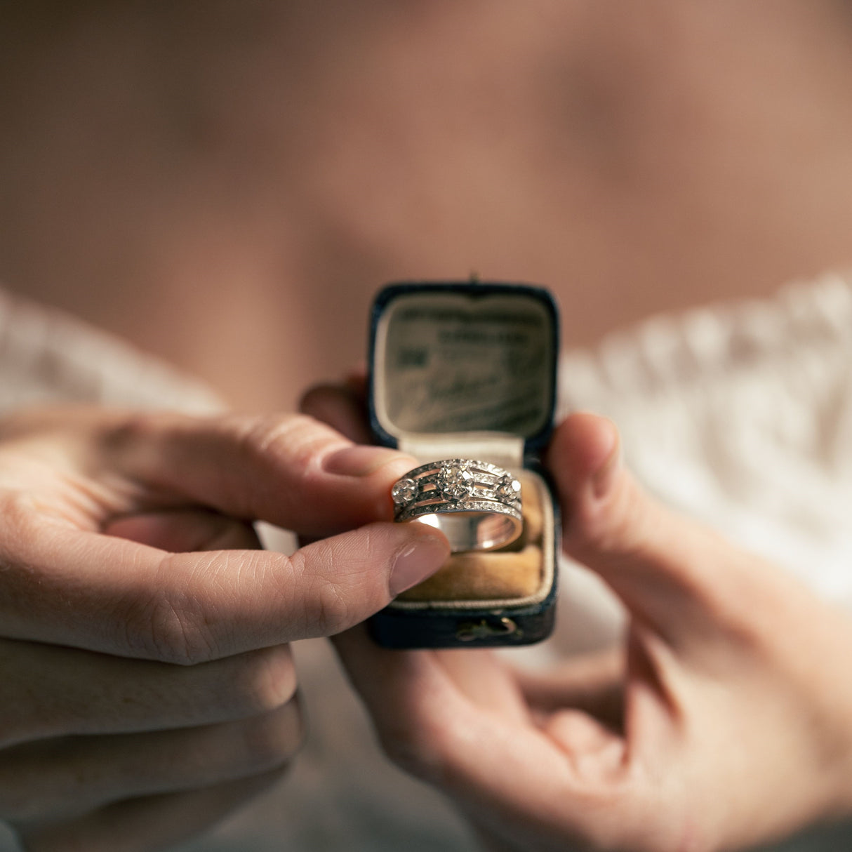 Art Deco, 18ct White Gold, Three-Stone Diamond Ring | Antique Rings | Antique Ring Boutique | Vintage Engagement Rings | Antique Engagement Rings | Antique Jewellery Company | Vintage Jewellery