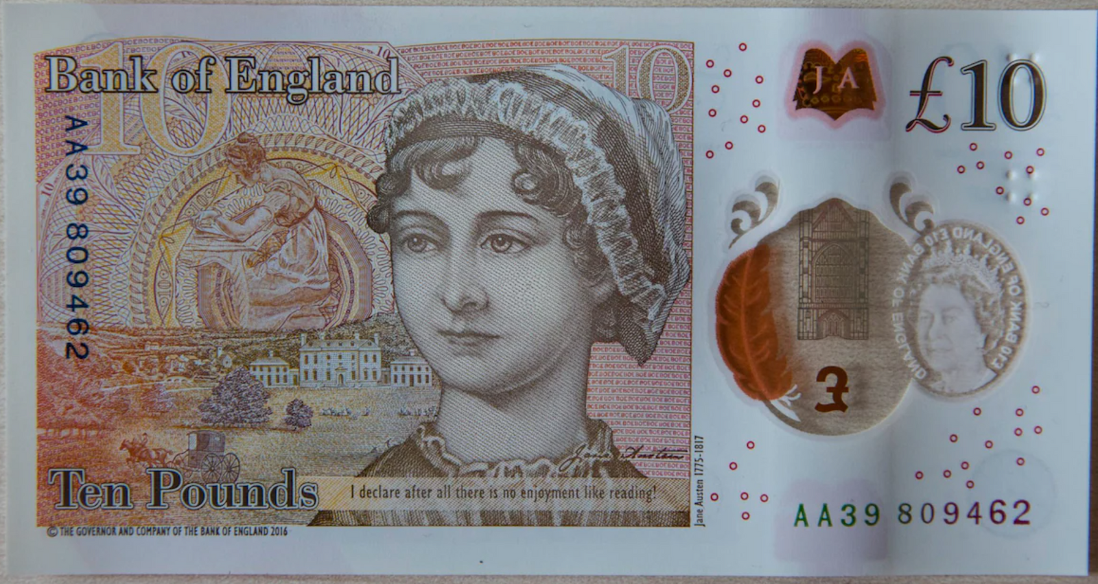 Jane Austen on the £10 note