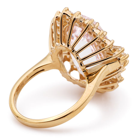 1950s morganite & diamond cocktail cluster ring