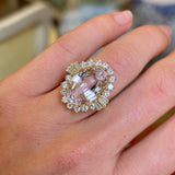 1950s morganite & diamond cocktail cluster ring