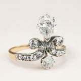 Antique, Edwardian pear cut diamond motif engagement ring