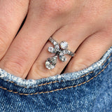 Antique, Edwardian pear cut diamond motif engagement ring