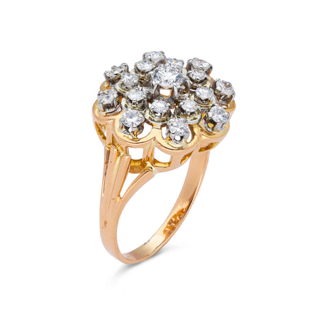 Vintage diamond cluster ring, 18ct rose gold